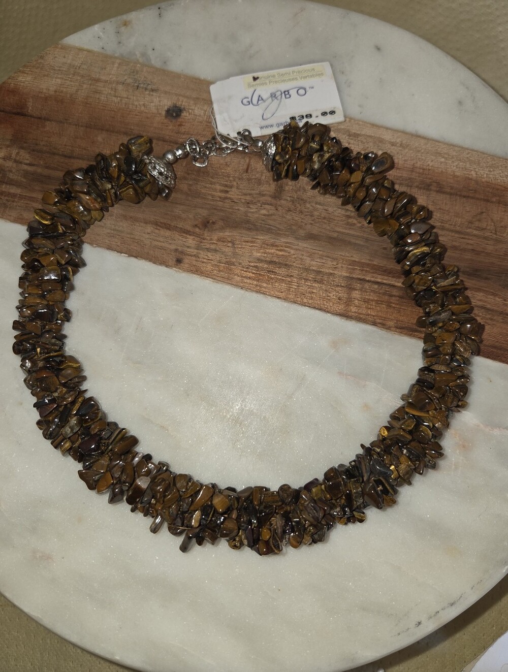Brown Tiger Eye Beaded Choker Necklace